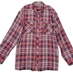 Rustic Ridge Red Classic Plaid Flannel Shirt Workwear Long Sleeves  Men Size XXL
